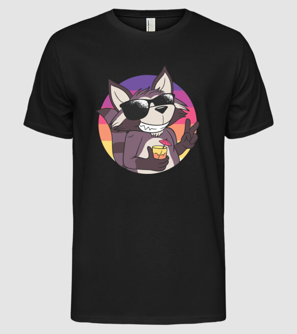 Raton cool model negru pe tricou