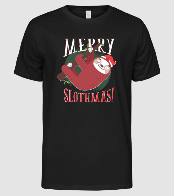 Merry Slothmas Crăciun cu Leneș model negru pe tricou