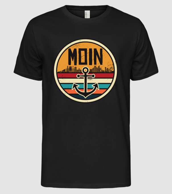Ancoră Moin model negru pe tricou
