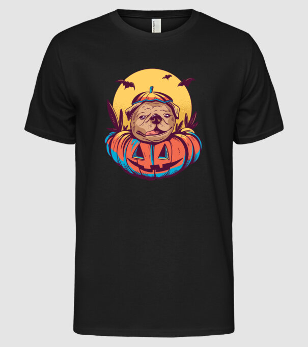 Mops Halloween model negru pe tricou