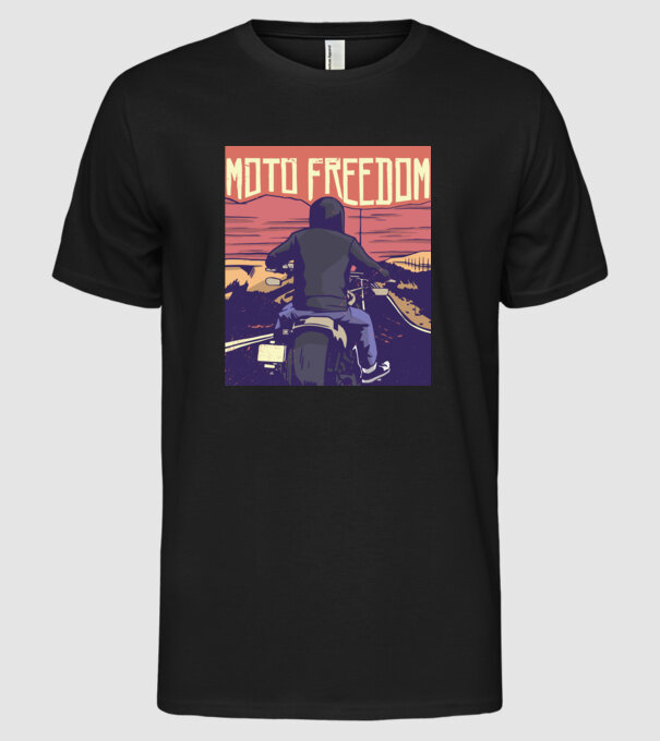Libertate Motociclist model negru pe tricou