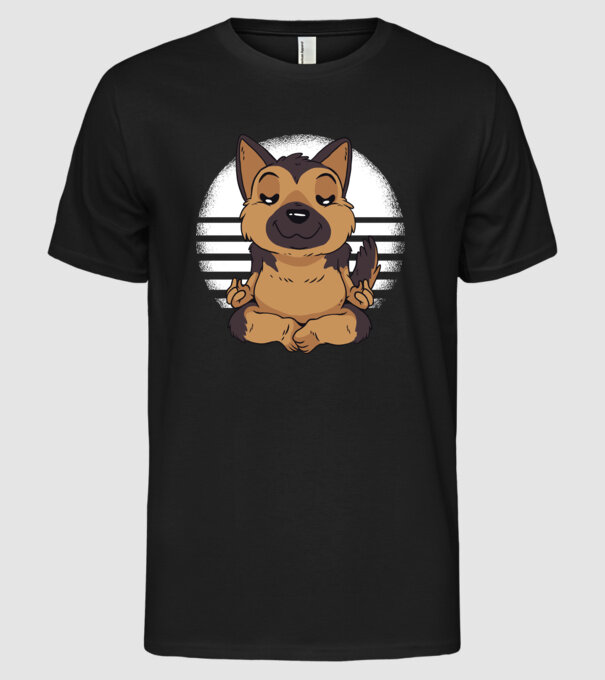 Tricou drăguț ciobănesc german yoga model negru pe tricou
