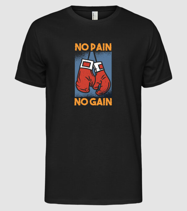 No pain no gain box model negru pe tricou