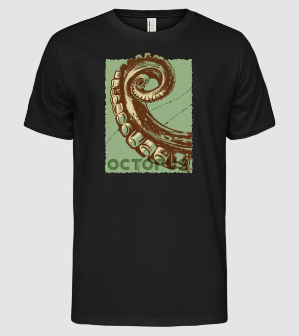 Caracatiță Octopus model negru pe tricou