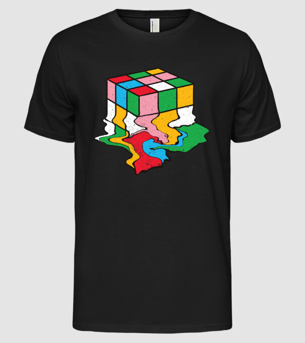 Cub Rubik topindu-se model negru pe tricou