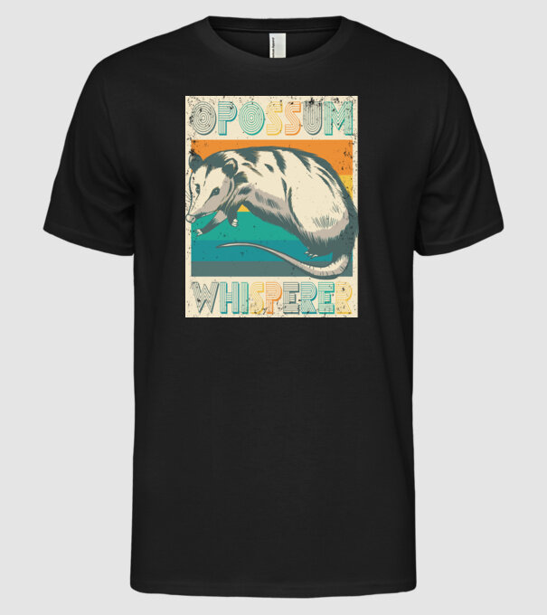 Opossum Whisperer model negru pe tricou