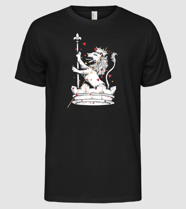 Leu Coroană model negru pe tricou