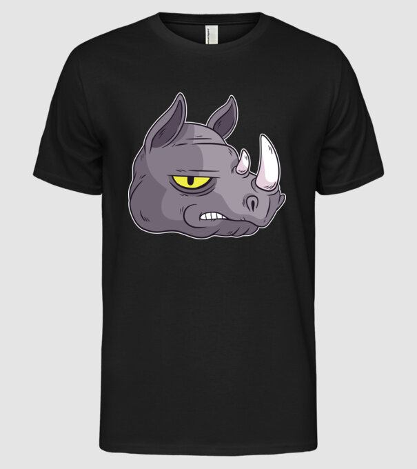 Cap de rinocer model negru pe tricou