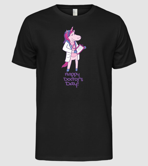 Medic Unicorn model negru pe tricou