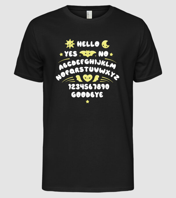 Motiv Ouija model negru pe tricou