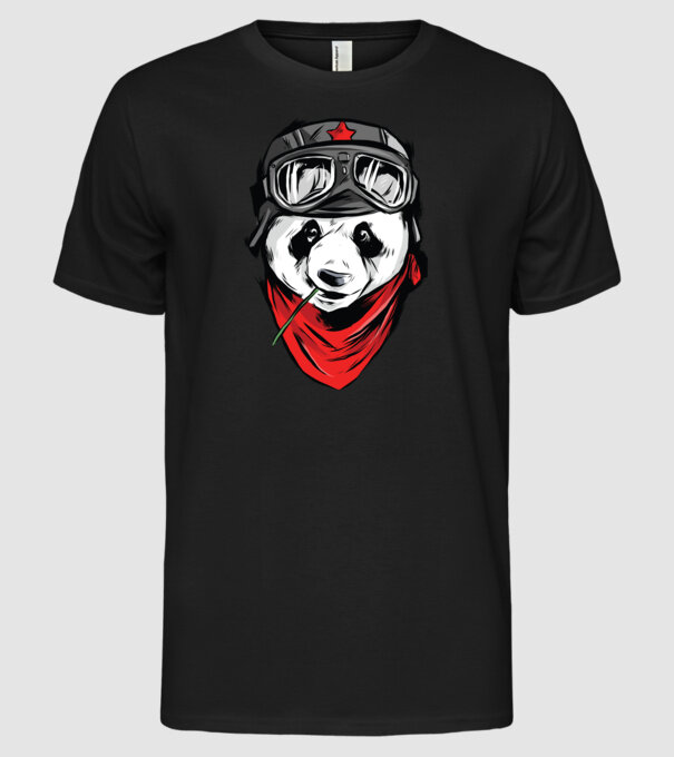 Panda Gerilla model negru pe tricou