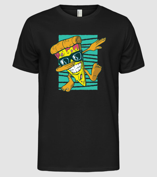 Felie de pizza DAB model negru pe tricou
