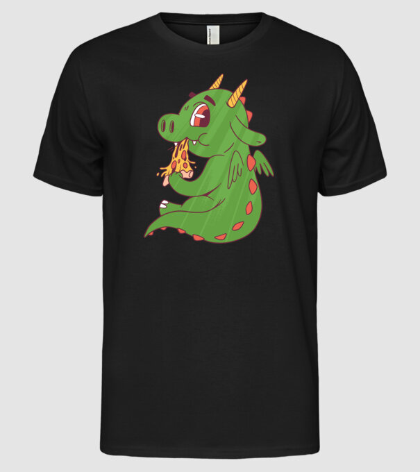Pizza Dino model negru pe tricou