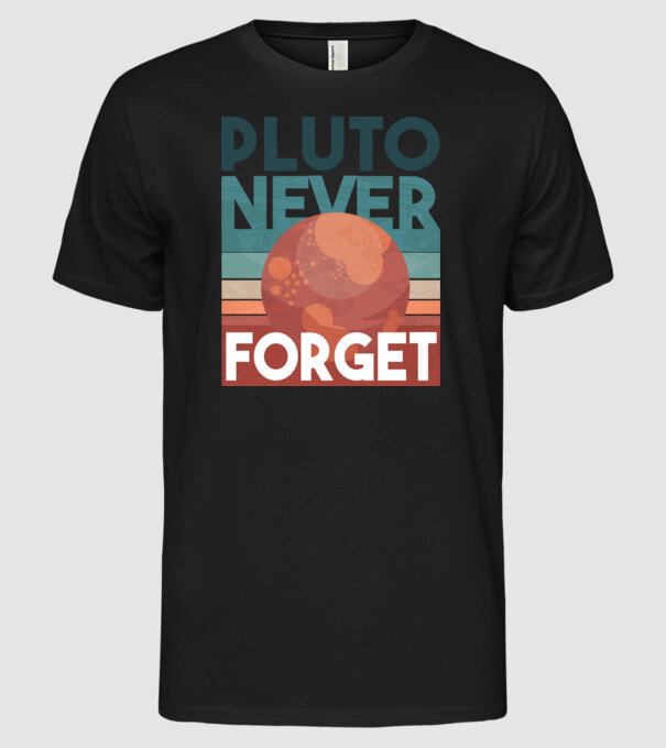 Pluto never forget model negru pe tricou