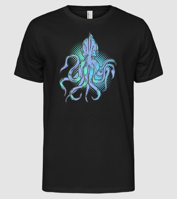 Cthulhu Caracatiță model negru pe tricou