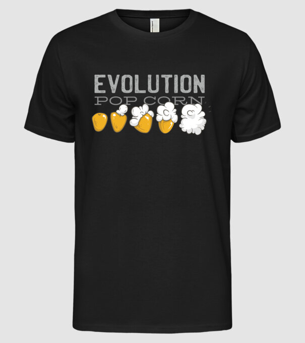 Evoluție Popcorn model negru pe tricou