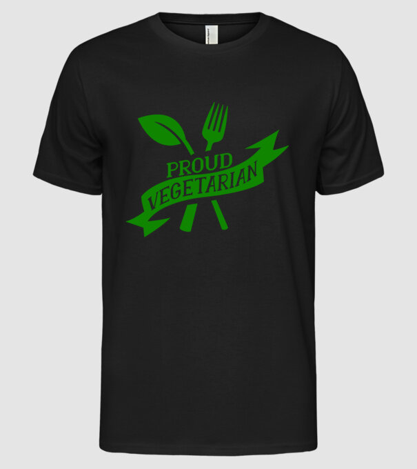 Proud Vegetarian model negru pe tricou