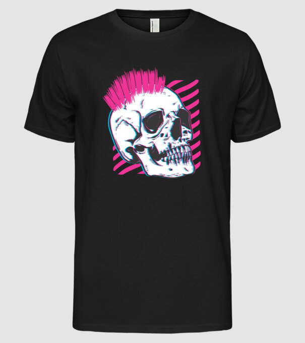 Craniu Punk model negru pe tricou