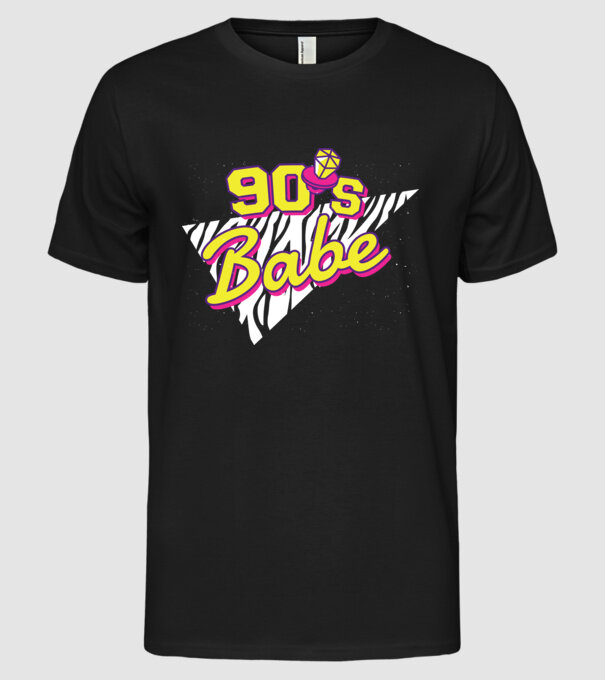 Retro 90s Babe model negru pe tricou