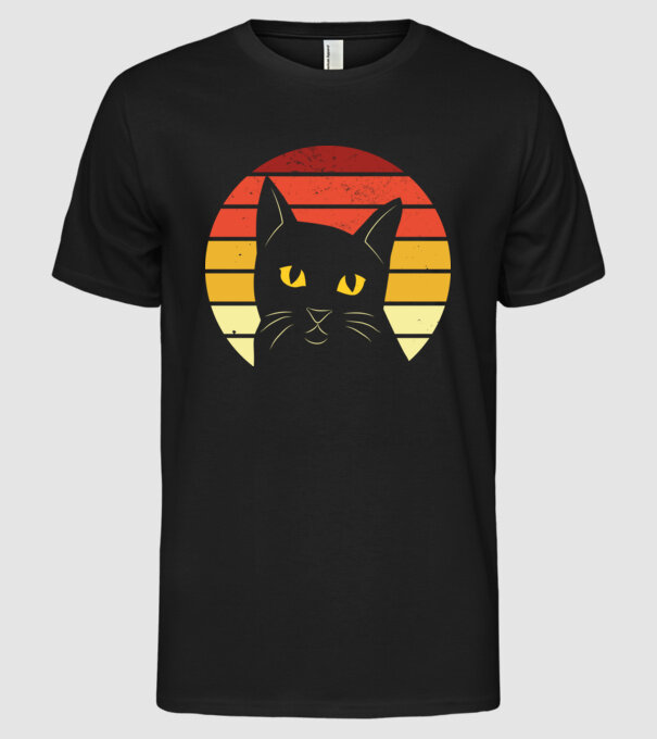 Cap pisică retro model negru pe tricou