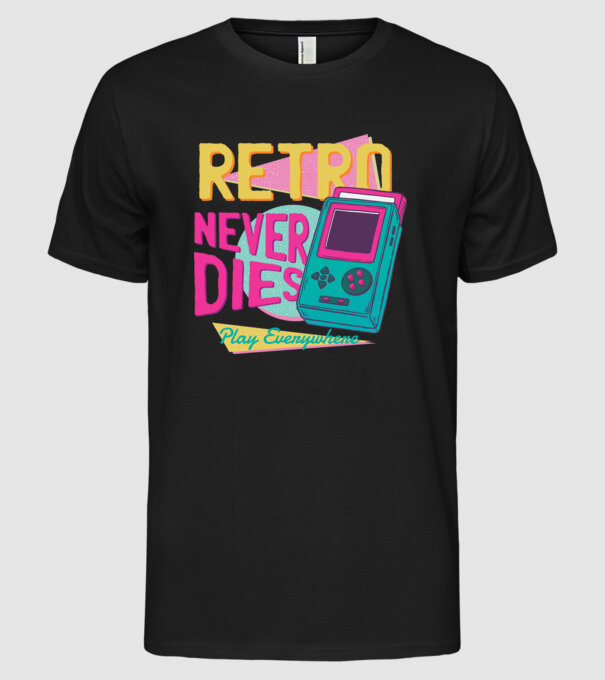 Retro Gameboy model negru pe tricou