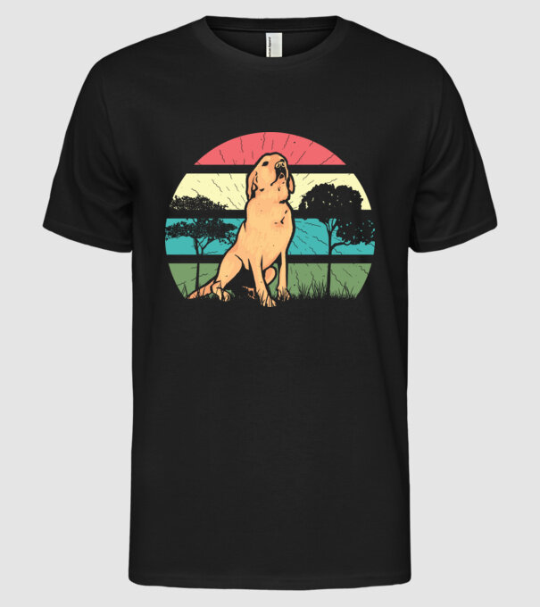 Golden Retriever retro model negru pe tricou