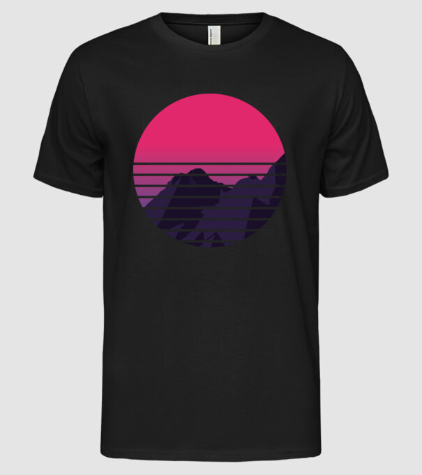 Retro Munte model negru pe tricou