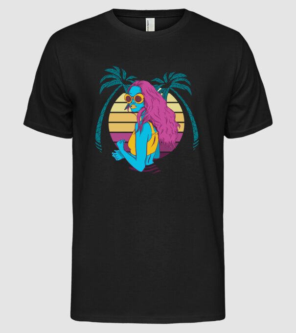 Fată Retro model negru pe tricou