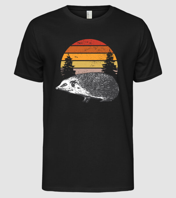 Arici Retro model negru pe tricou