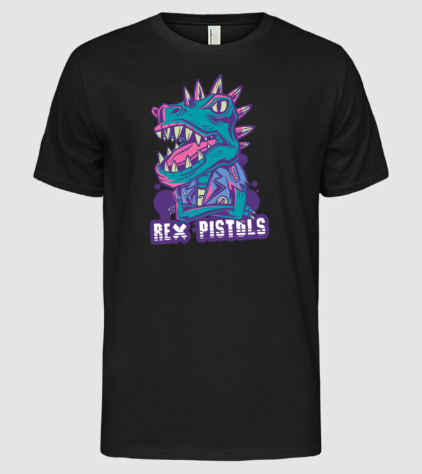 Rex Pistols model negru pe tricou