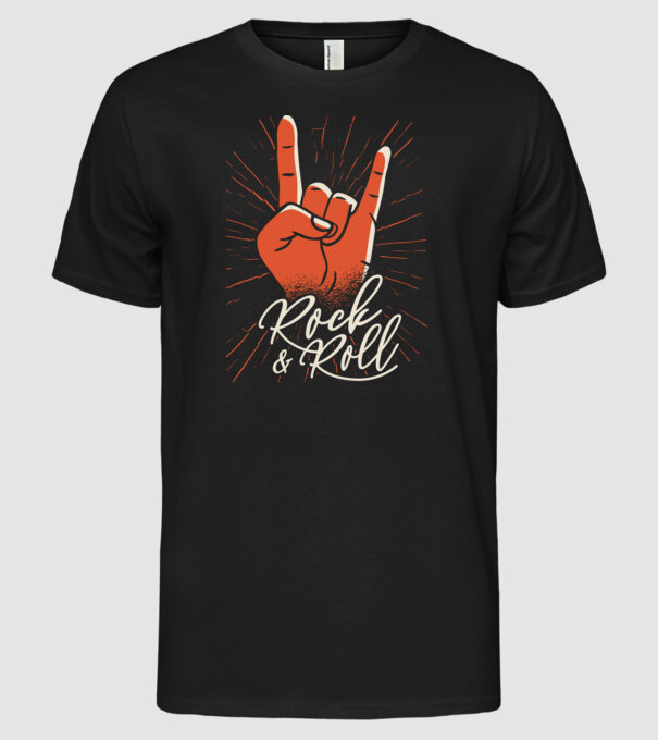 Rock and Roll model negru pe tricou