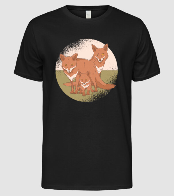 Familie Vulpe model negru pe tricou