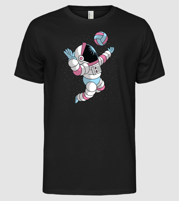 Astronaut voleibalist model negru pe tricou