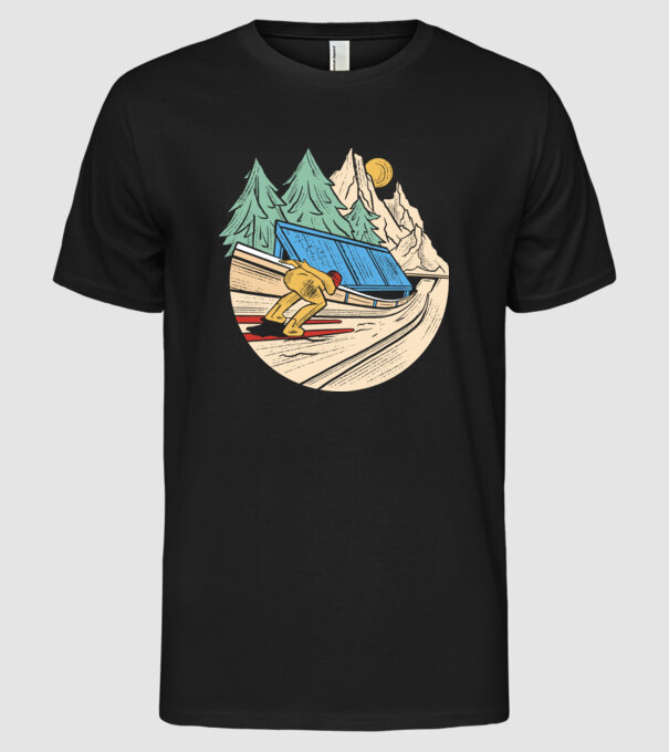 Săritor cu schiuri model negru pe tricou
