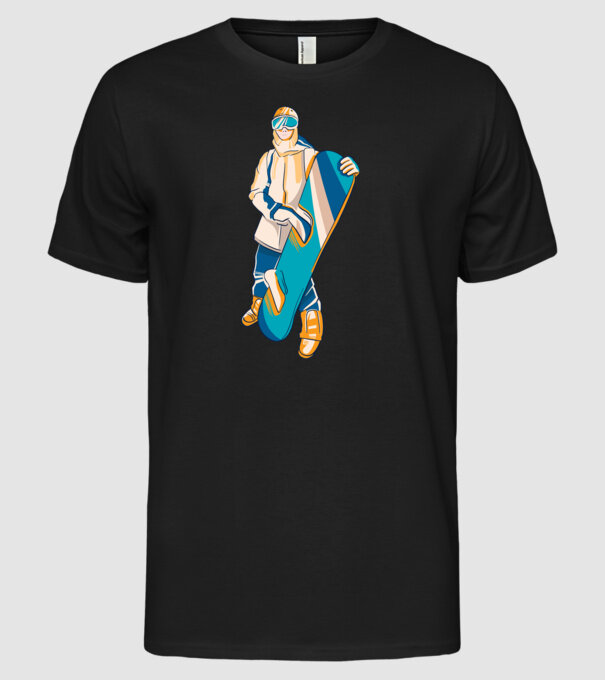 Snowboarder model negru pe tricou