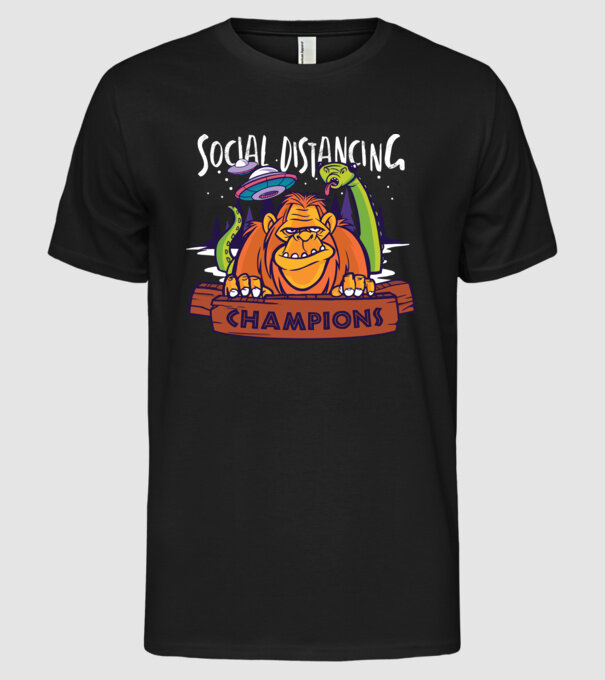 Campioni Social Distancing model negru pe tricou