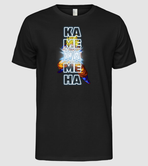 Son Goku Kamehameha model negru pe tricou