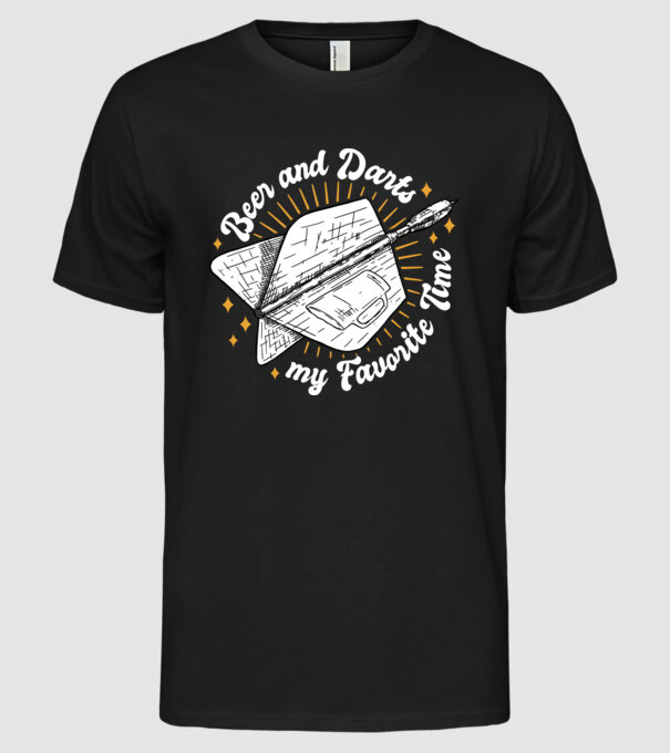 Bere și darts model negru pe tricou