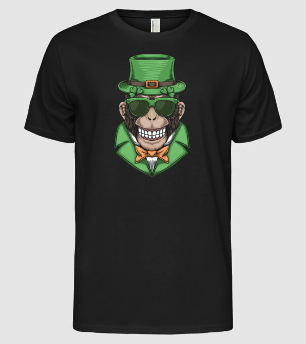Sfântul Patrick Maimuță model negru pe tricou