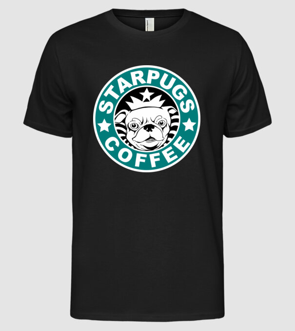 Starpugs Coffee model negru pe tricou