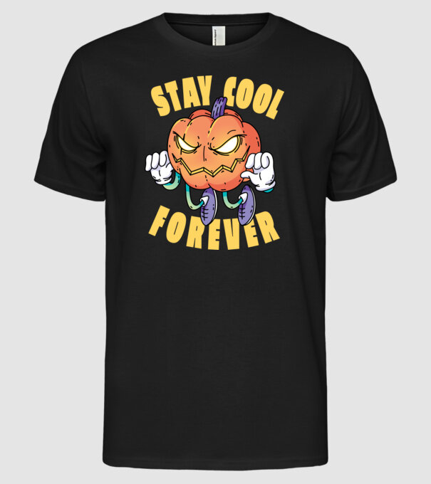 Dovleac de Halloween Stay Cool Forever model negru pe tricou