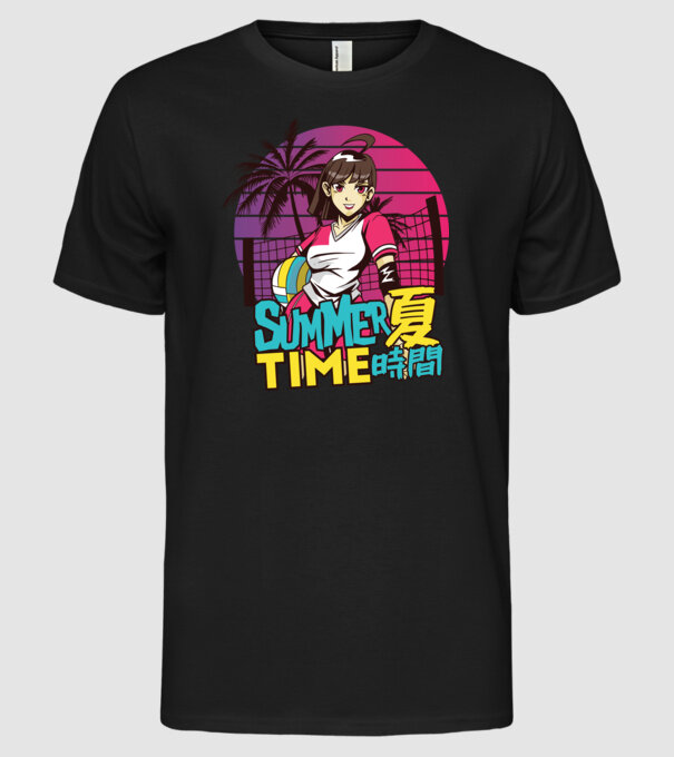 Summer Girl Anime Fată Manga model negru pe tricou