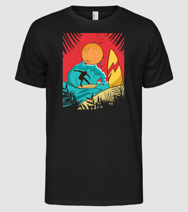 Afiș Surf model negru pe tricou