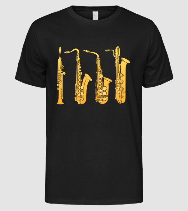 Saxofoane model negru pe tricou
