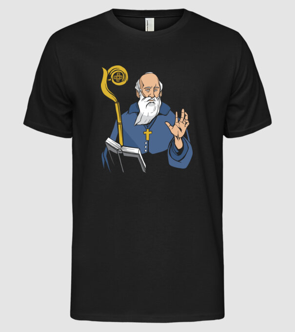 Sfântul Benedict model negru pe tricou