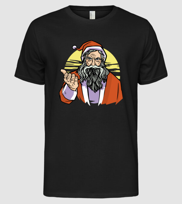 Moș Crăciun model negru pe tricou
