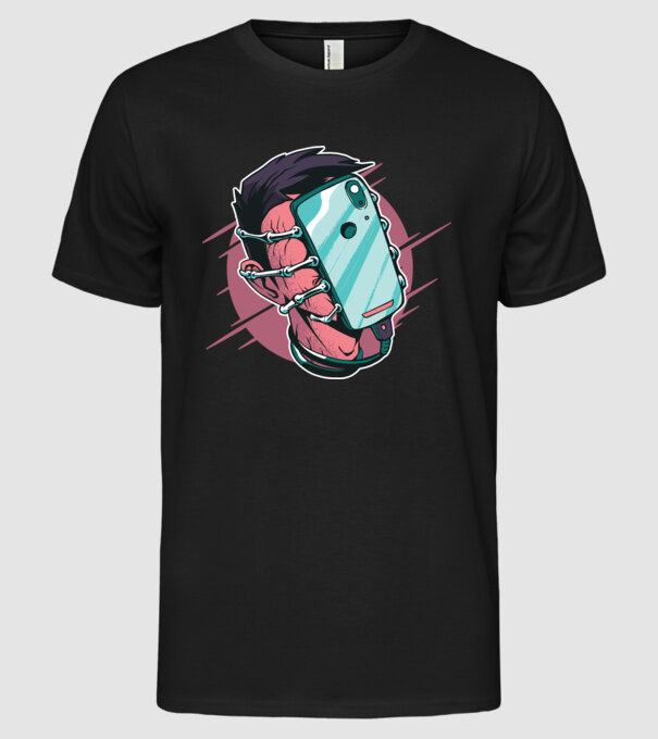 Telefon Facehugger tricou amuzant model negru pe tricou