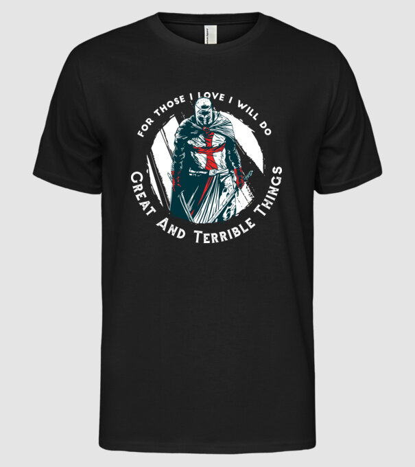 Cavaler Templier model negru pe tricou