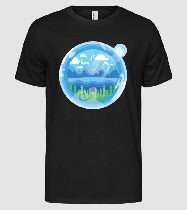 Natură model negru pe tricou