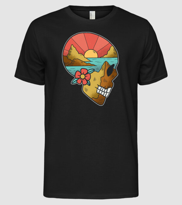 Natură Craniu model negru pe tricou